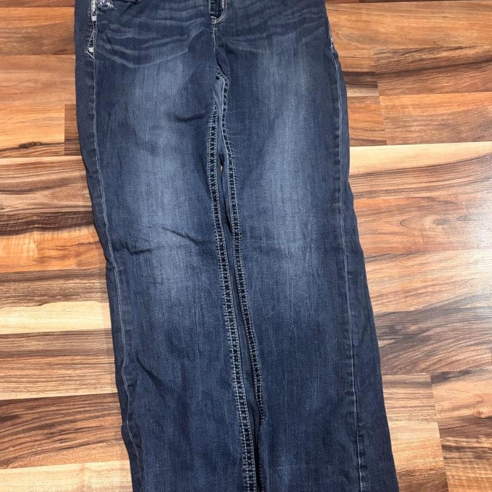 Navy blue 2000's Grace jeans with rhinestone details on the back pockets size 34